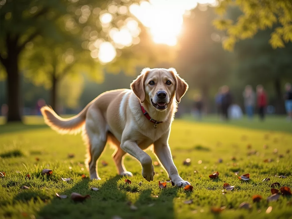 chien jouant avec couverture personnalisée dans parc verdoyant