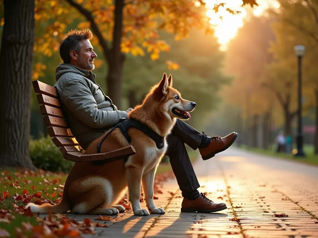 chiens portant harnais anti-traction jouant et se reposant dans divers environnements avec leurs propriétaires et amis