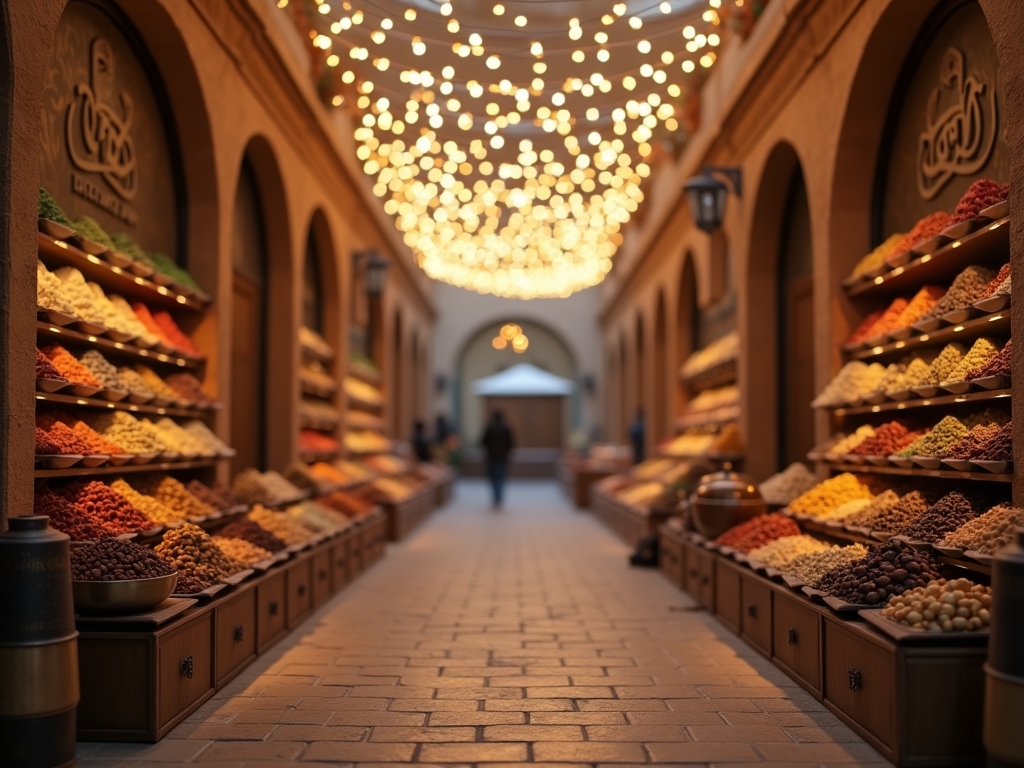 chocolats artisanaux et pistaches sur un étal de marché à dubaï